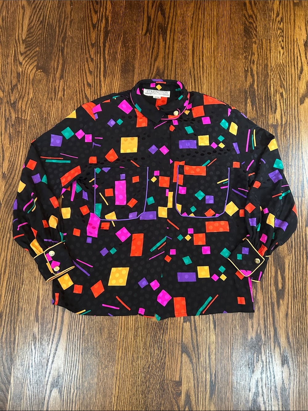 Vintage Y2K Abstract Polka Dot Silk Shirt